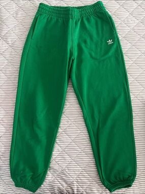 adidas Green Trefoil Joggers with Elastic Cuffs